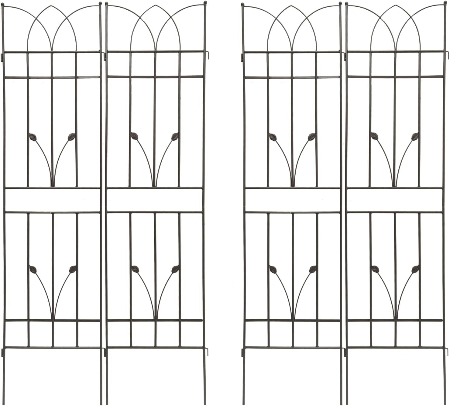 6-Ft High Narrow Garden Trellis in Metal Sprouting Twig Leaf