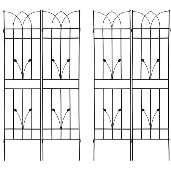 4 Pack Trellis for Climbing Plants Outdoor, 6 FT Tall Galvanized Steel Garden Trellis for Patio Lawn Wall Decor, Plant Trellis for Vine Cucumber Tomato Flower Clematis Roses, Black