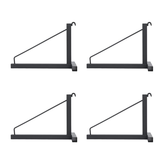 4 Pack Triangle Shelf Brackets, Container Shelf Bracket & Stair Step Stringers, Heavy Duty Iron Wall Mount Shelf Supports for DIY Storage Shelves