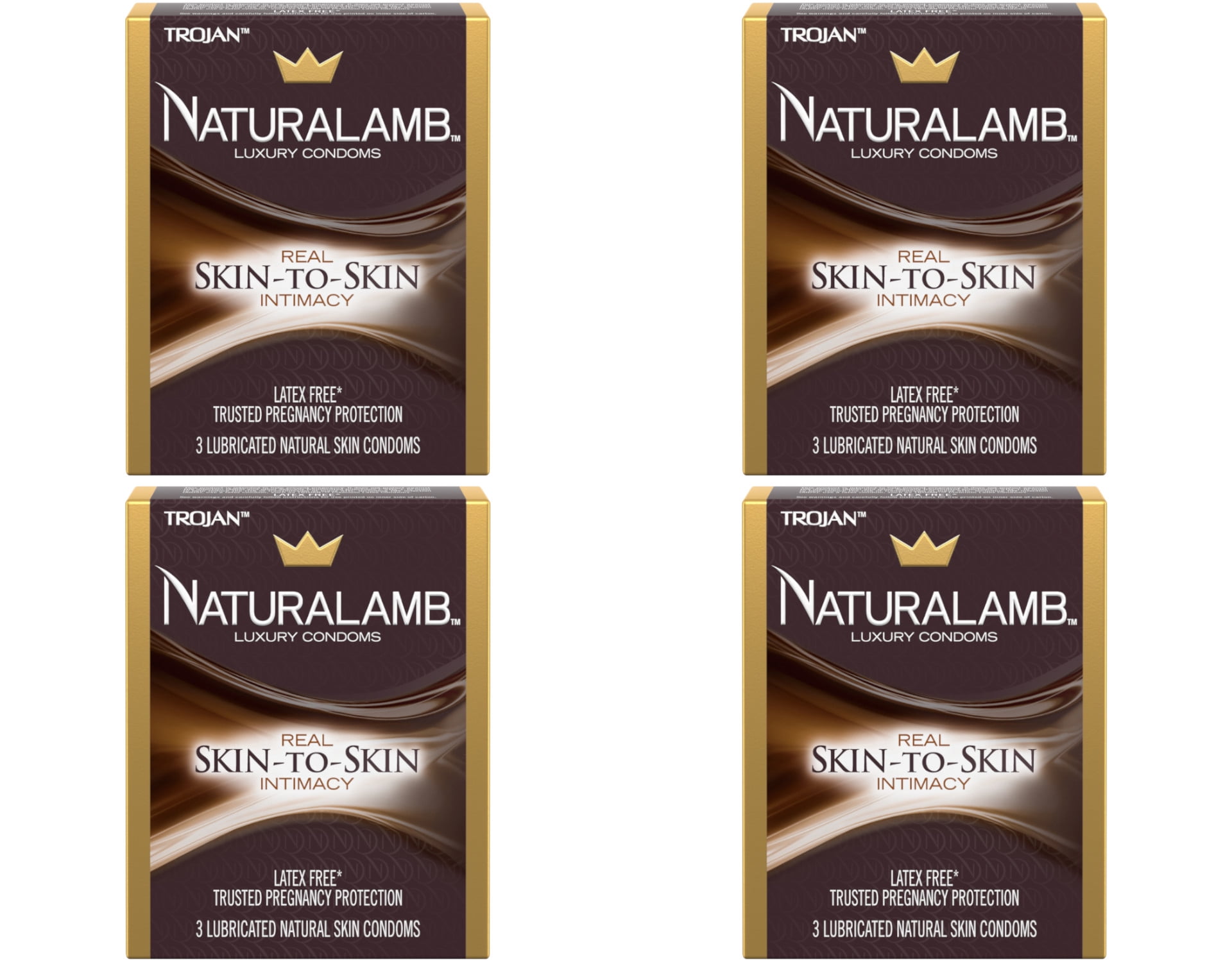 4 Pack - Trojan Naturalamb Natural Skin Lubricated Condoms 3 Each
