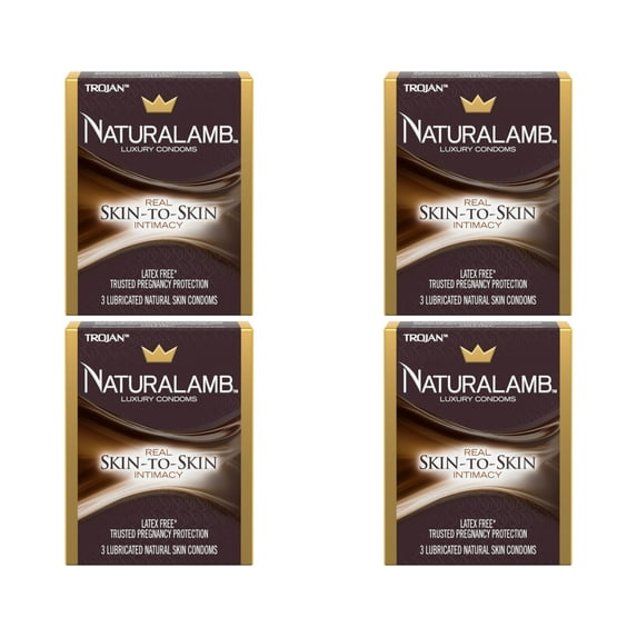 4 Pack - Trojan Naturalamb Natural Skin Lubricated Condoms 3 Each