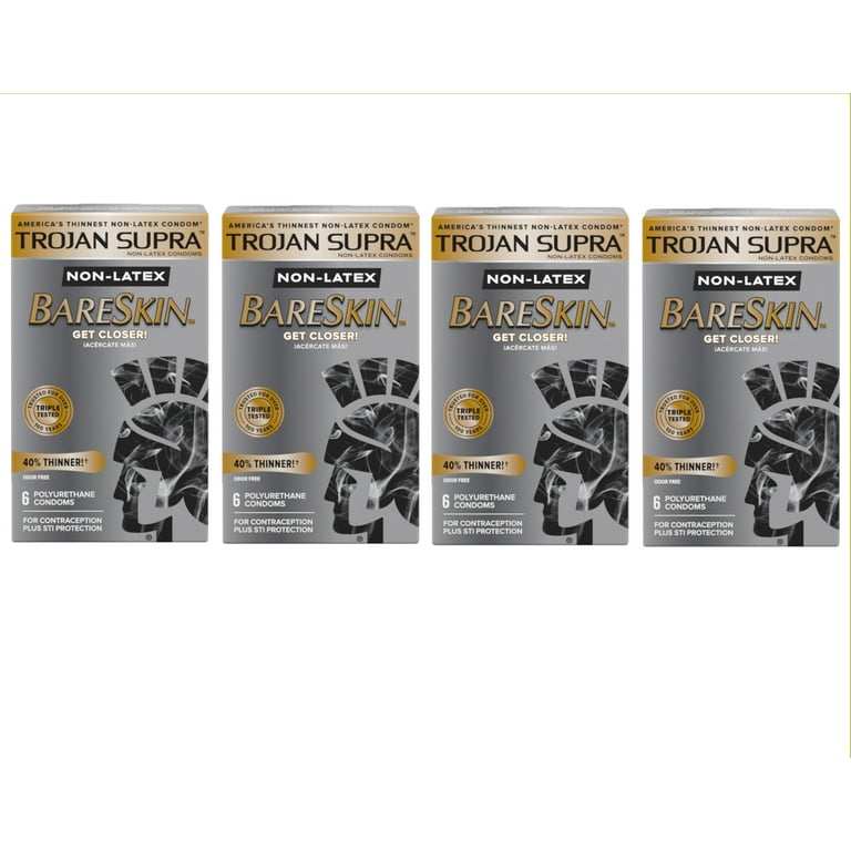 4 Pack Trojan Supra Americas Thinnest Non-latex Bareskin Condoms 6