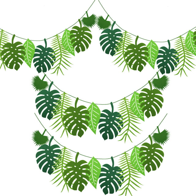 4 Pack Tropical Leaf Banner Hawaii Luau Party Leaves Garland Summer Beach Theme Wedding Birthday Party Decor