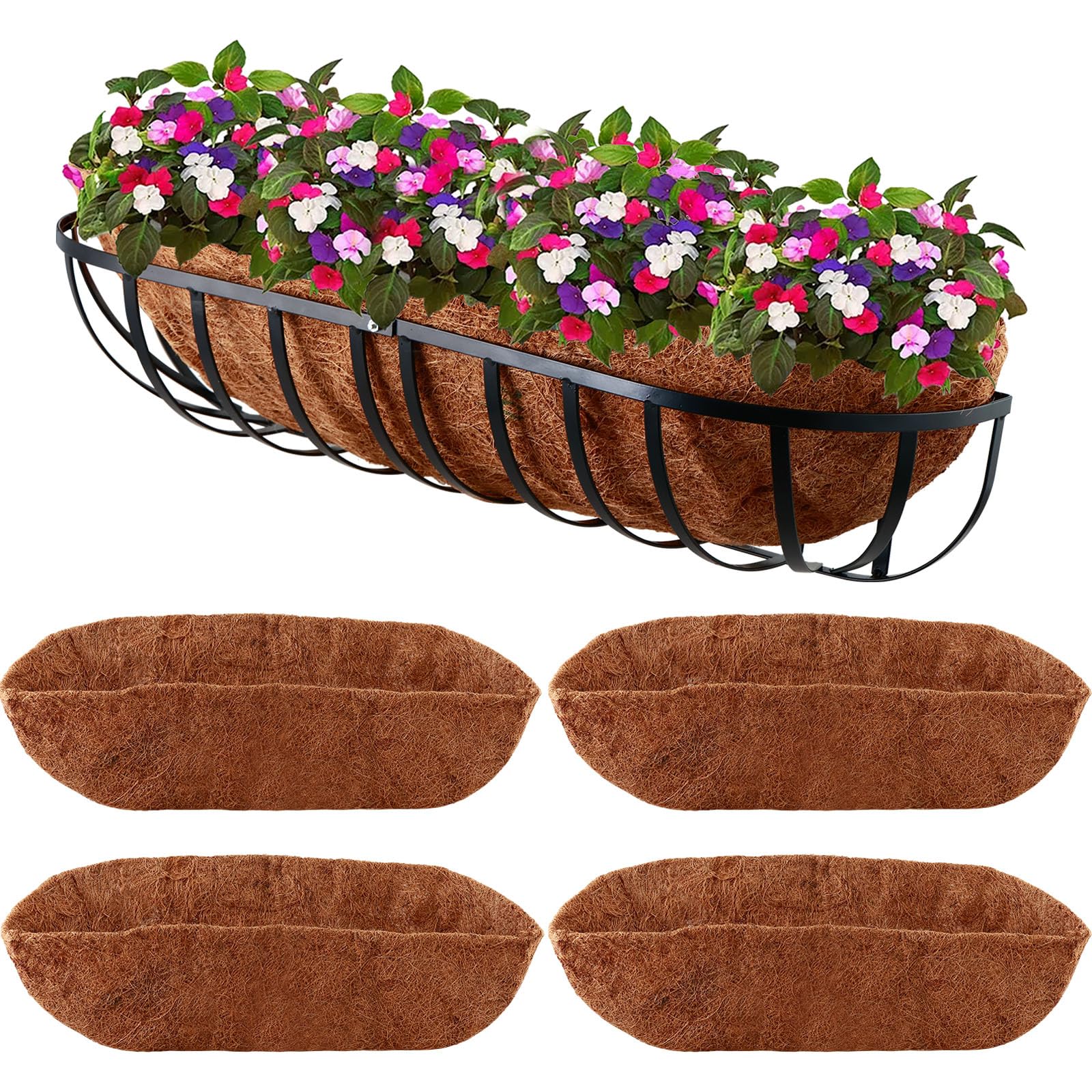 4 Pack Trough Coco EC36 Liner 24 Inch Hanging Basket Liners 100