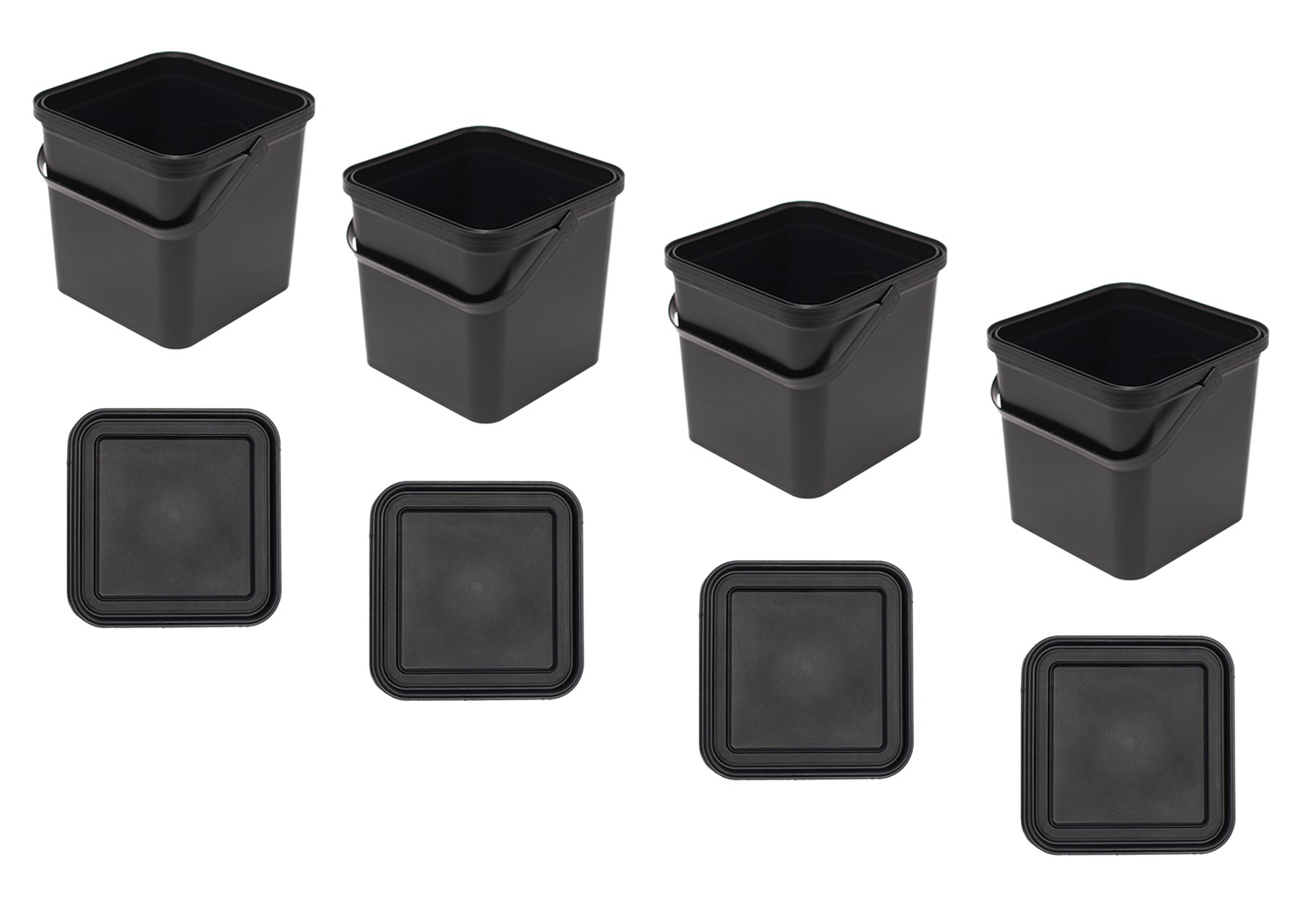 4Pack TruSnap Square Gallon Plastic Paint Can with Handle, and Lid