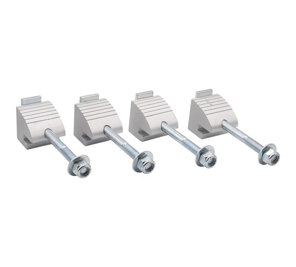 (4 Pack) Truck Tool Box Mounting Kit No Drill w/ Hardware for Pickup Truck Tool Box Mounting Kit - Universal Silver Truck Tool Box Tie Downs Accessories - J Hook Crossover Toolbox Clamps