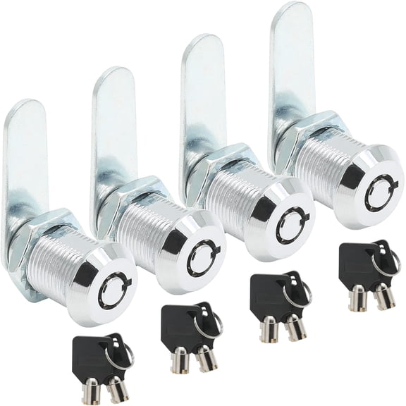 4 Pack Tubular Cam Lock 3/4 Inch Cabinet Cam Lock Set for Tool Box, File Cabinet, Mail Box, Vending Machine, ATM, Keyed Different