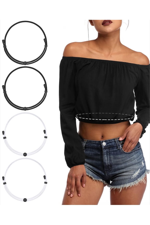 4 Pack Tuck Band Tool for Women Elastic Stretch Belts Tucking Shirts Sweater Cropping Belt Adjustable Crop Band for Top