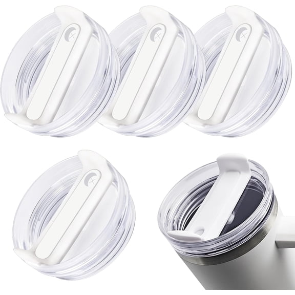 4 Pack Tumbler Lid Replacement for 40 oz Stanley Cup, Spill Proof Clear Replacement Lids Fit for Stanley Travel Tumbler, Reusable Accessorie Cover Black