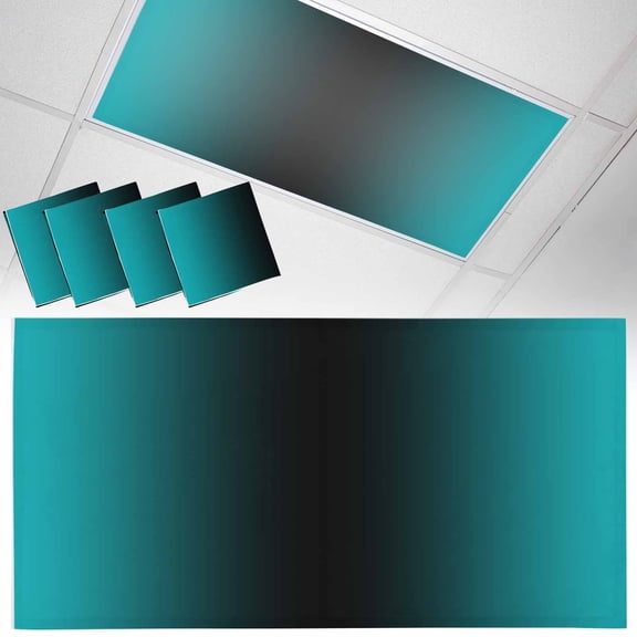 4 Pack Turquoise and Fluorescent Light Covers for Ceiling Lights Black Gradient Magnetic Ceiling Light Covers Overhead Light Filters for Office Classroom Home