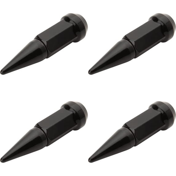TUSK (4 Pack) Spike Tapered Lug Nut 12mm x 1.25mm Thread Pitch w/ 17mm Head Black for Yamaha Wolverine RMAX2 1000 2021