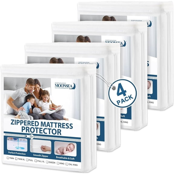4-Pack Twin Waterproof Mattress Protector 6-Side Zippered Box Spring Encasement