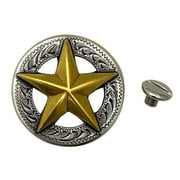 4 Pack Two Toned Gold Star Screw Back Conchos - 1 1/4
