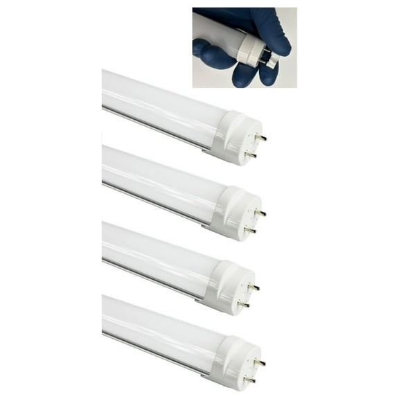(4-Pack) Type B T8 LED Tube Light - 2FT 24-Inch 10-Watt (18W Equivalent), Daylight 6000K, F17T8, F18T8, F20T10, F20T12/CW, Double-End Powered, Frosted Cover - 85-265VAC (Not a Plug-and-Play)