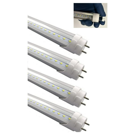 (4-Pack) Type B & UV Blacklight T8 LED Tube Light (Clear) - 4FT -Inch 18W, 390-395nm, F32T8, F34T12/BL, Double-End Powered, 85-265VAC - Fluorescent Replacement Bulb (Not a Plug-and-Play)