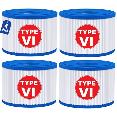 KGC 4 Pack Type VI Spa Hot Tub Filters Fit for Coleman Saluspa Lay-Z-Spa, Inflatable Hot Tub Filters Replacement for 90352E 58323 Cartridges