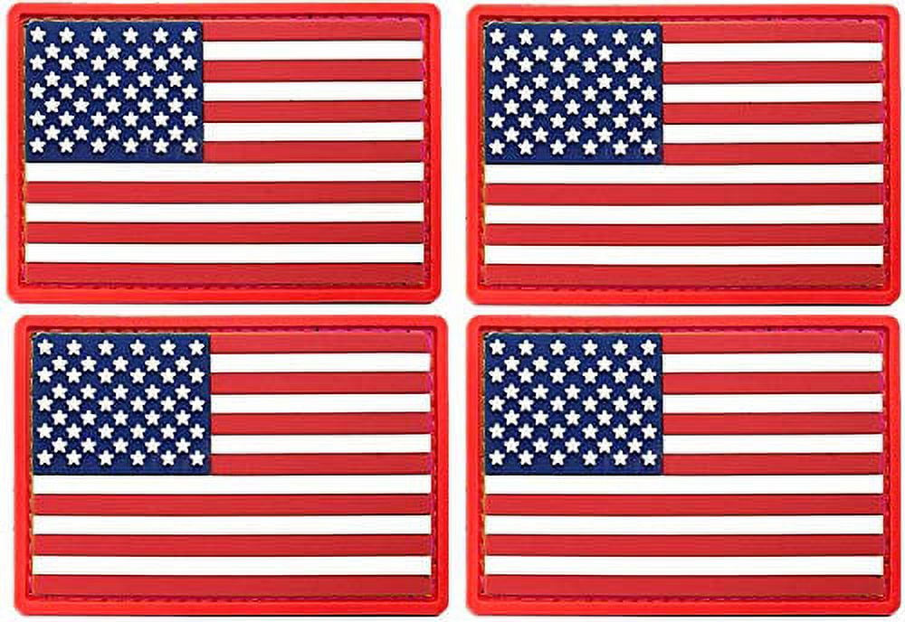 Small American Flag Patches - Pack Of 30 Embroidered Iron-On US Flag Appliques For Hats, Jackets, Backpacks, Jeans (Red)