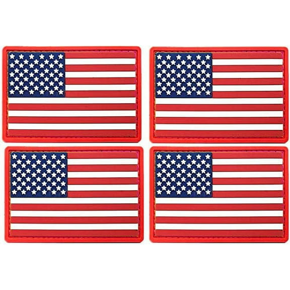 4 Pack US USA Flag Patch Emblem United States of America Military Army Tactical Morale Patch for Hats Backpacks Caps Jackets + More