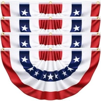 4 Pack USA Pleated Bunting Fan Flags, 1.5 x 3 Ft Patriotic Half Fan Banner American Flag Decoration Bunting for Outside Red White and Blue Decor Independence Day Memorial Day 4th of july Decorations