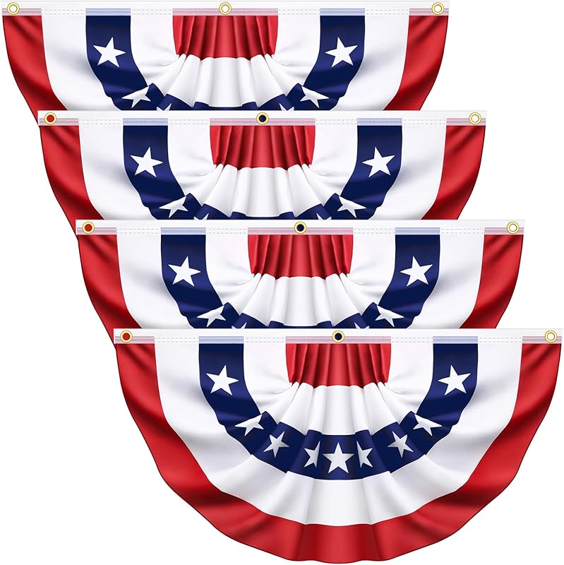 4 Pack USA Pleated Bunting Fan Flags, 1.5x3 Ft Patriotic Half Fan ...