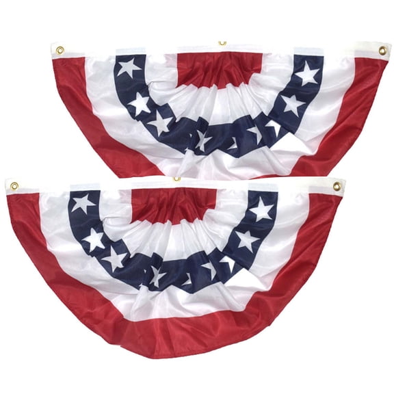 4 Pack USA Pleated Fan Flag 1.5x3 Feet - American Bunting Half Fan Banner for 4th of July, Memorial Day, Independence Day Outdoor Patriotic Decor