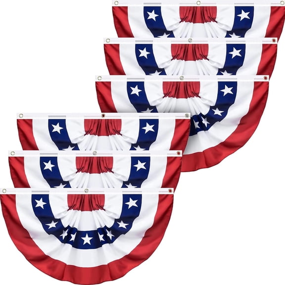 4 Pack USA Pleated Fan Flag, 3 X 6 Feet American US Bunting Flag Patriotic Half Fan Banner Flag Decoration, 4th of July Memorial Day Independence Day Fourth July Outdoor Decor