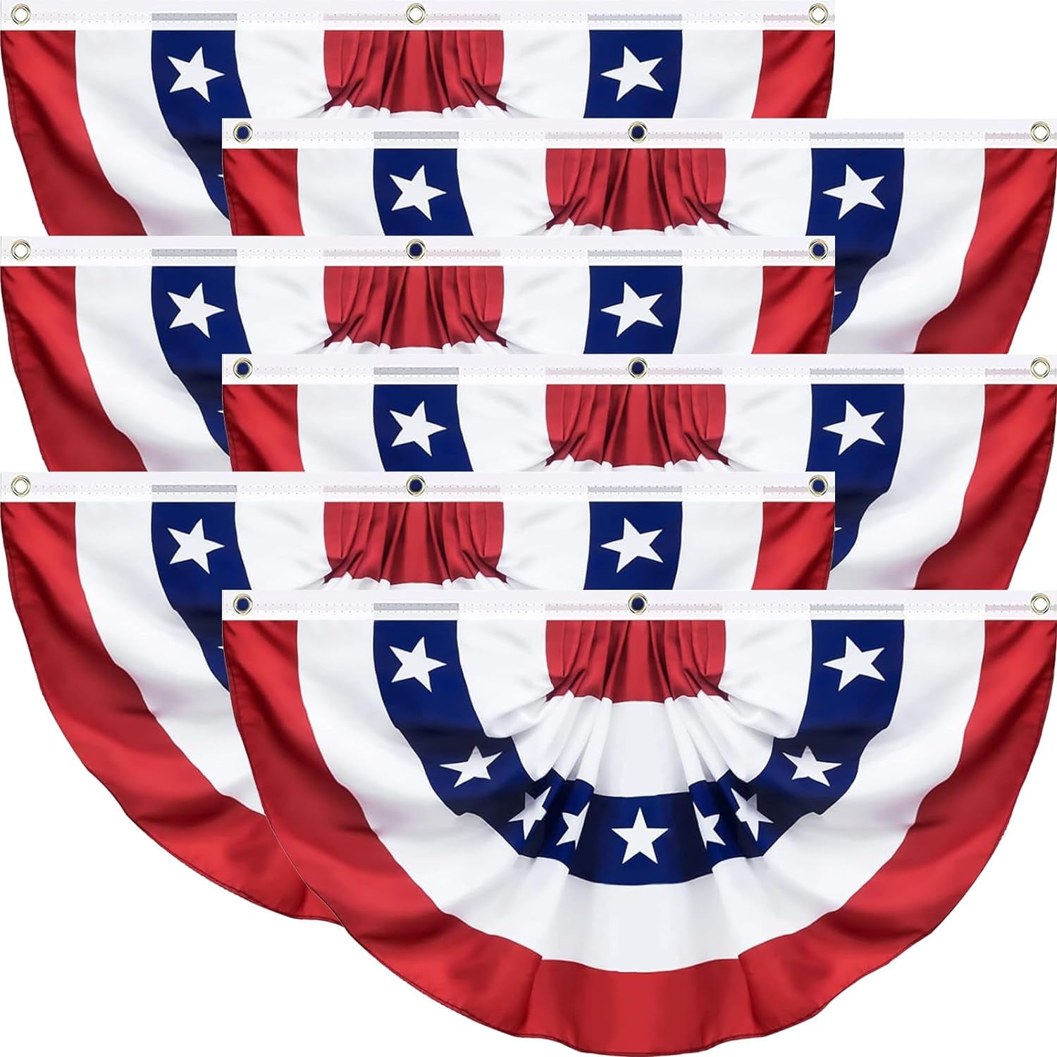 4 Pack USA Pleated Fan Flag, 3 X 6 Feet American US Bunting Flag Patriotic Half Fan Banner Flag Decoration, 4th of July Memorial Day Independence Day Fourth July Outdoor Decor