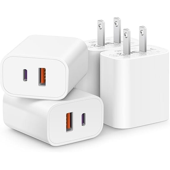 [4 Pack] USB C Charger Block Fast Charging Multiport Adpater [PD 20W USB-C & QC 3.0 USB-A Port] for i Phone 16/15/14/13/12/11/X/8, i Pad, Sam Sung, Google, Galaxy & More