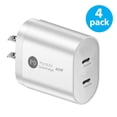 thumbnail image 1 of 4-Pack USB C Charger Block PD 3.0 Double C Charger Block 40W Fast Charger Dual USB C Wall Plug, 2-Port (20W+20w) Charger Block USB C Compatible with iPhone 14/13 Pro Max, iPad, Galaxy, Pixel etc., 1 of 1