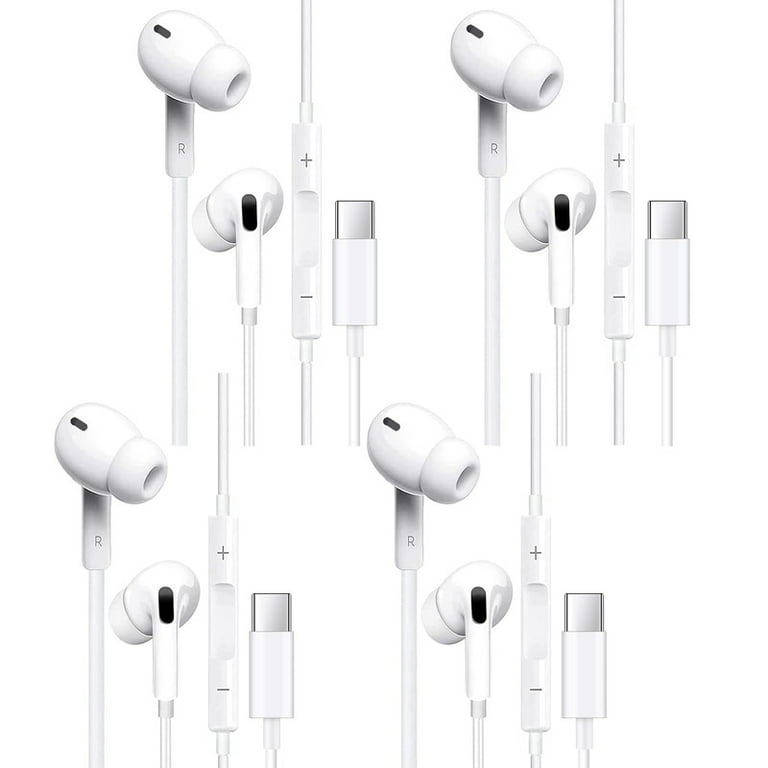4 Pack USB C Headphones Type C Earbuds Wired for iPhone 15 Pro Max 15 Pro 15 Plus Earphones with Microphone Volume Control Stereo Noise Isolating Compatible with Samsung