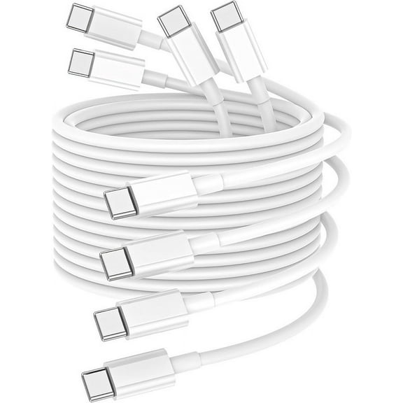 4 Pack USB-C Type C Charging Cable Data Sync Cord Fast Charger Compatible with iPhone 15 Pro Max / 15 Pro / 15 Plus and Samsung Galaxy S20 S21 S22 S23 S24 Ultra Plus models Universal for USB-C devices