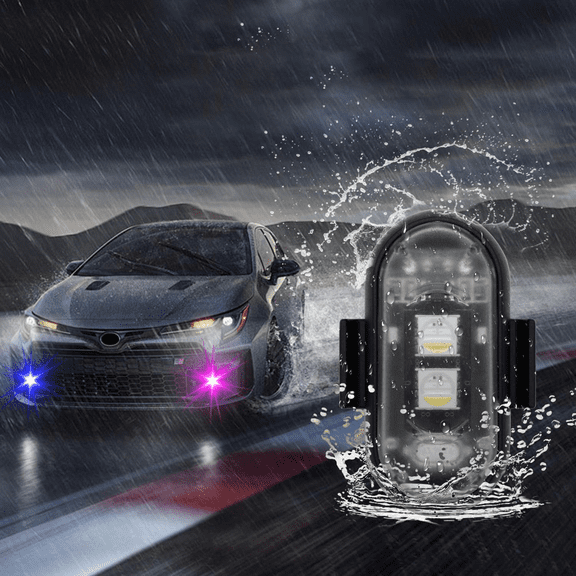 4-Pack USB-Rechargeable LED Flash Lights, Waterproof and Impact-Resistant LED Emergency Warning Lights, Suitable for Cars, Motorcycles, Drones, Airplanes, and Bicycles.