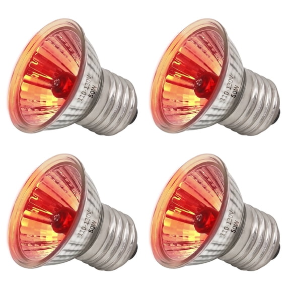 4 Pack UVA Infrared Reptile Heat Bulbs,Turtle Heat Lamp for Reptile and Amphibian Tanks,Terrariums and Cages,Night Red Heat Lamp Bulbs for Chickens Coop Brooder (Red Light, 50W)