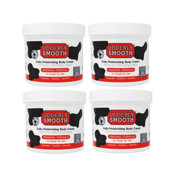 4 Pack - Udderly Smooth Body Cream Skin Moisturizer Original Formula for Rough Dry Skin, 10 Ounce