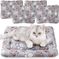 4 Pack Ultra Soft Dog Cat Bed Mat with Cute Prints Reversible Fleece