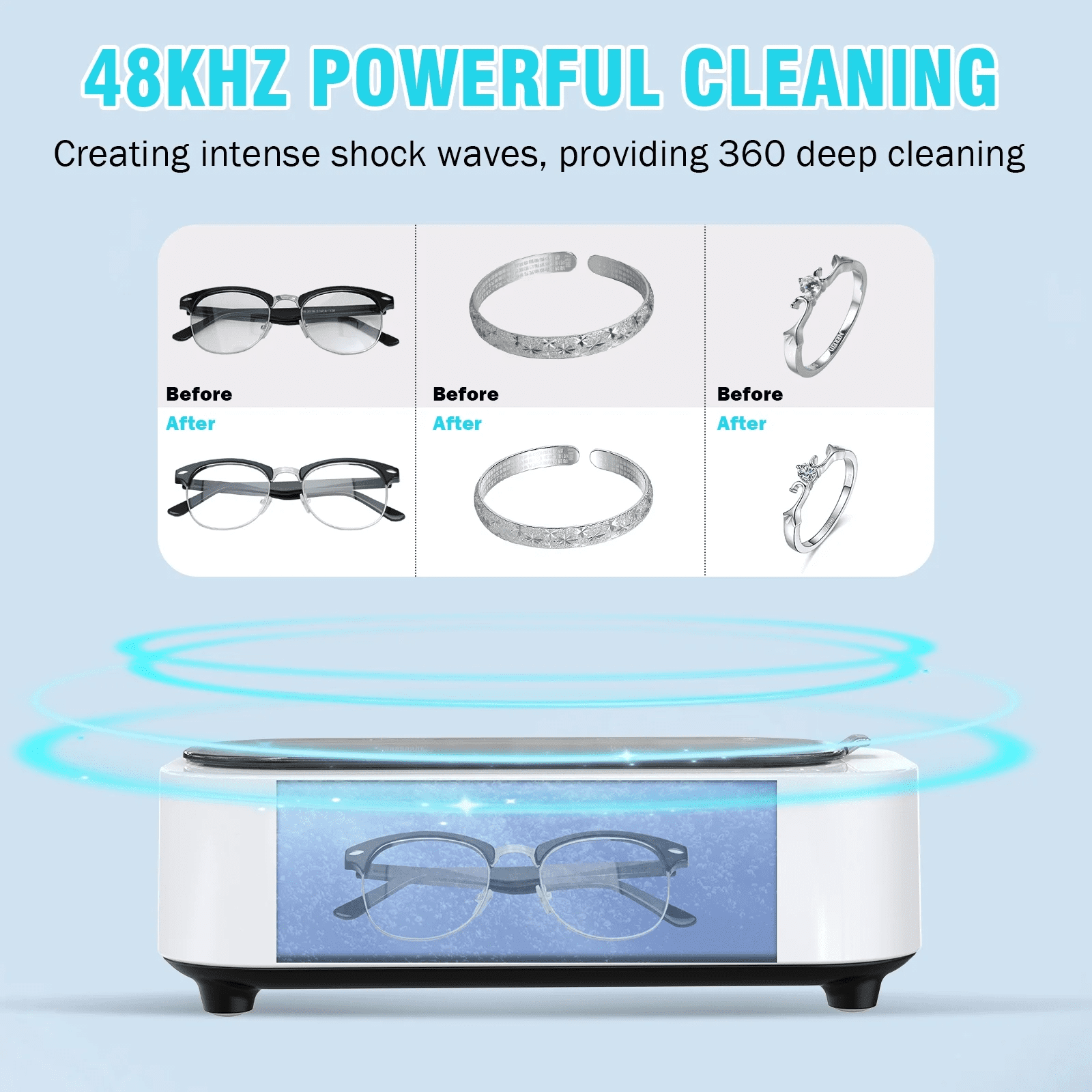 4 Pack  Ultrasonic Jewelry Cleaner, 12oz 48Khz Ultrasonic Cleaner for Rings, Glasses, Jewelry