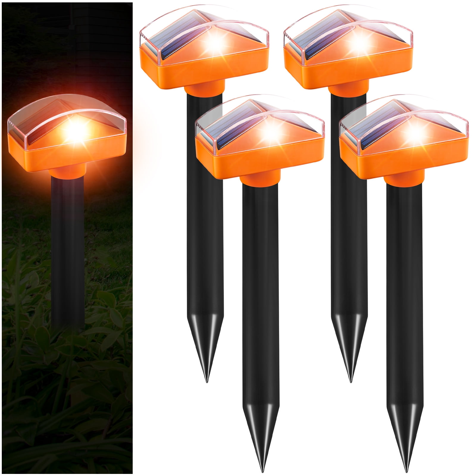JINYI 4 Pack Solar Mole Repellent Stake, Sonic Spikes Get Rid for Snake, Groundhog, Gopher, Vole, Repellent for Lawns Garden & Yard