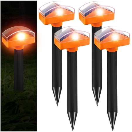 KingFurt 4 Pack Solar Mole Repellent Stake, Sonic Spikes Get Rid for Snake, Groundhog, Gopher, Vole, Repellent for Lawns Garden & Yard