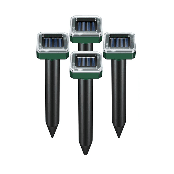 4 Pack Ultrasonic Pest Repeller Mole Repeller Solar Power Mole Deterrents for Garden Outdoor Waterproof Get Rid of Mole Snakes Repellent Mice Gophers