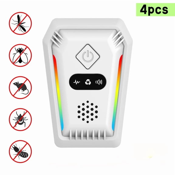 4 Pack Ultrasonic Pest Repeller Plug In 3 Mode Variable Frequency 9-65KHz Indoor Rodent Mosquito Insect Deterrent for Home Kitchen Warehouse Office Garage Attic Basement Quiet
