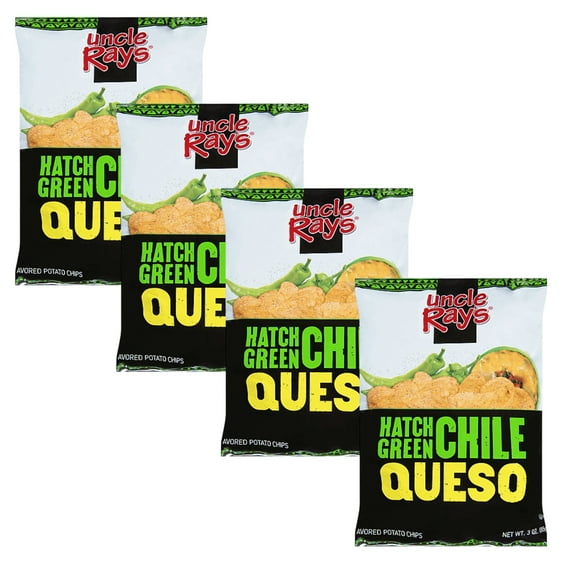 ( 4 Pack ) Uncle Ray's Potato Chips, Queso, Hatch Green Chile 3 Oz