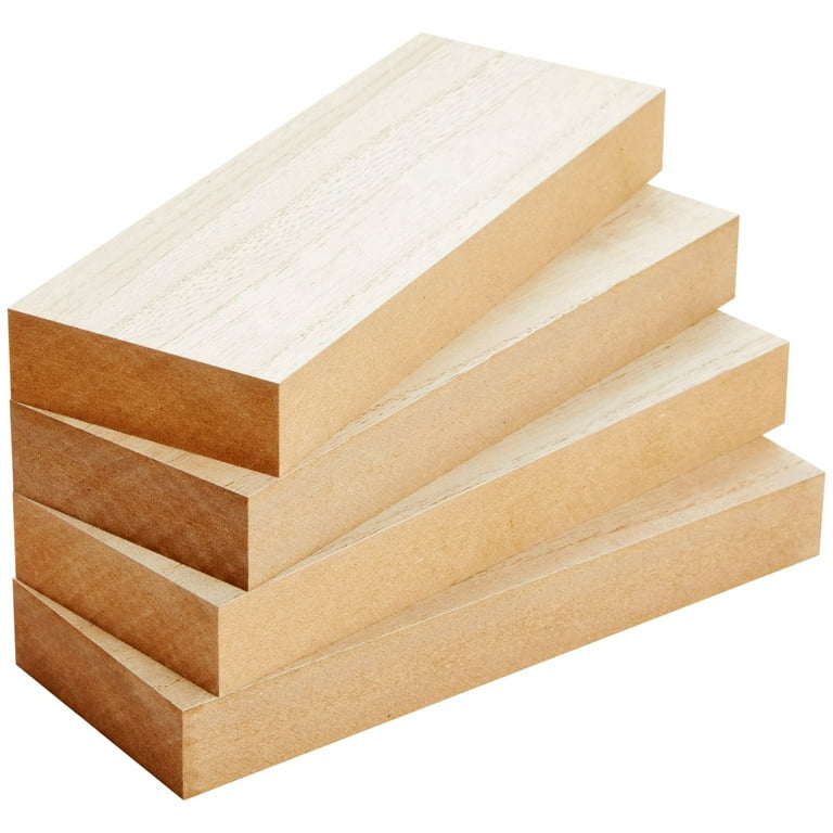 4 Pack Unfinished MDF Wood Rectangles for Crafts, 1 Inch Thick