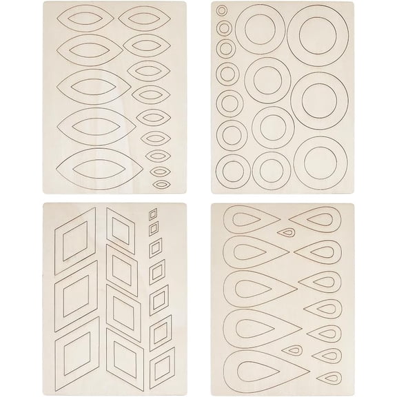 4 Pack Unfinished Wood Crafts DIY Mandala Painting Kit Natural Plywood DIY Art Supplies for Home Decor School Projects Birthday Party