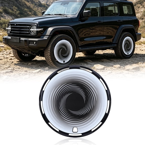 (4 Pack)Universal 14 inch Steel Wheel Skins, Aerodisc Full Coverage Hubcaps, Black Cloud Flow Design