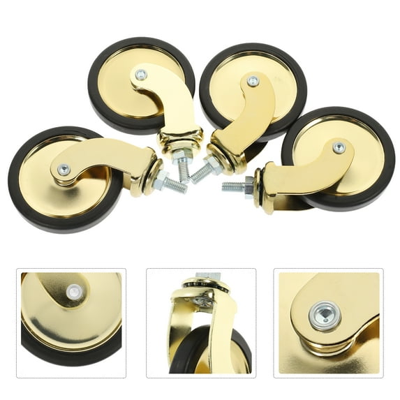 UKCOCO 4Pcs Convenient Golden Caster Wheels for Furniture Sofas Cabinets Chairs