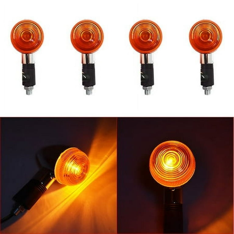 4-Pack Universal Motorcycle Amber Turn Signal Lights Front Rear