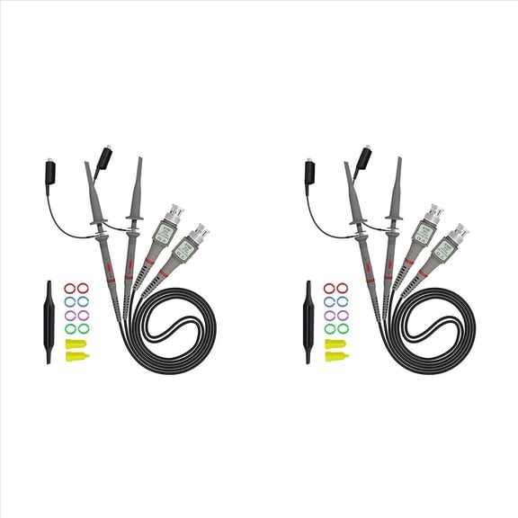 4 Pack Universal P6100 Oscilloscope Probes 100MHz, Clip 1X 10X with Accessories