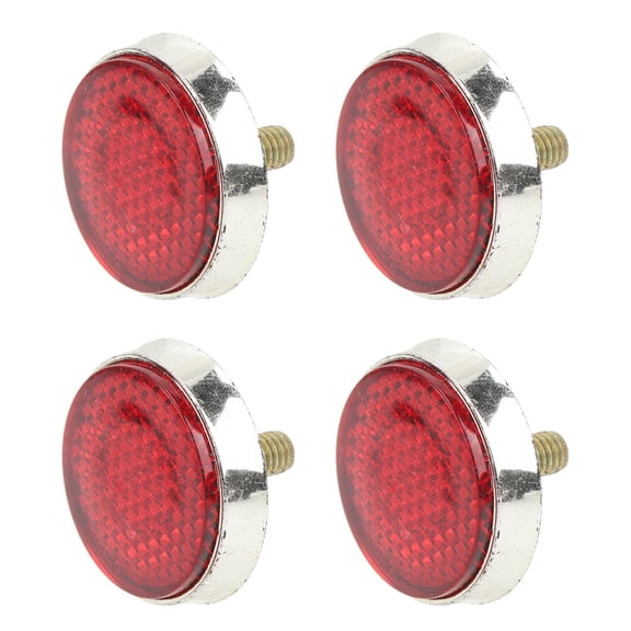 4 Pack Universal Round Safety Reflectors 1.65 inch / 42 mm High Visibility Red Warning Reflectors for Motorcycle Scooter Dirt Bike ATV M6 Thread Mounting
