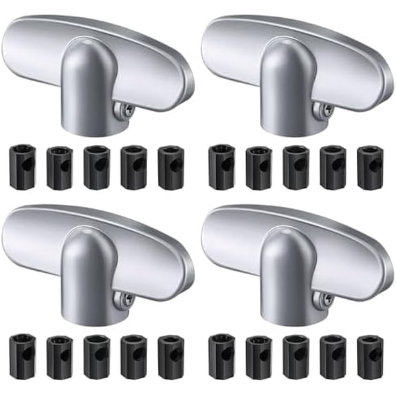 4 Pack Universal Tee Crank Casement Window Handles, Low Profile Design Prevents Interference with Window Coverings, Crank Replacement Handles, 1-1/8 x 2-3/8 (Silver)