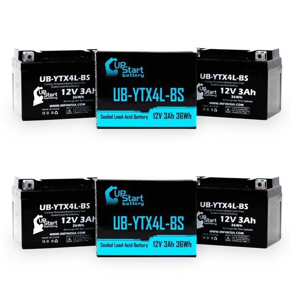4-Pack UpStart Battery Replacement for 2004 Bombardier (Can-Am) DS50, Quest 50CC Factory Activated, Maintenance Free, ATV Battery - 12V 3Ah, UB-YTX4L-BS